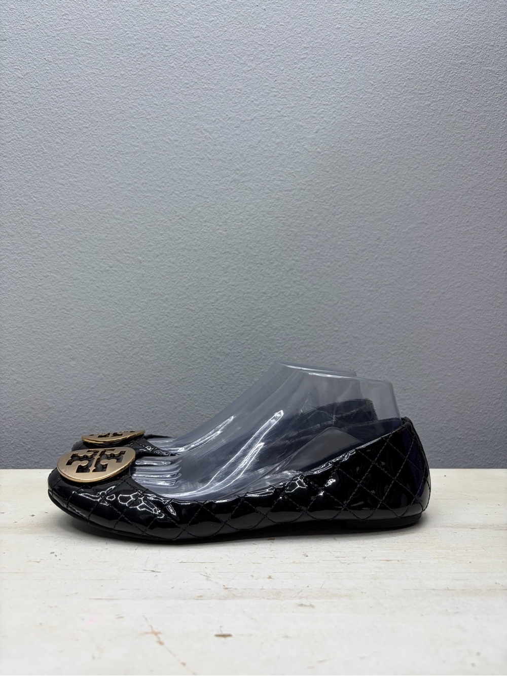 Tory Burch Black Patent Leather Quilted Ballet Flats Size 9.5